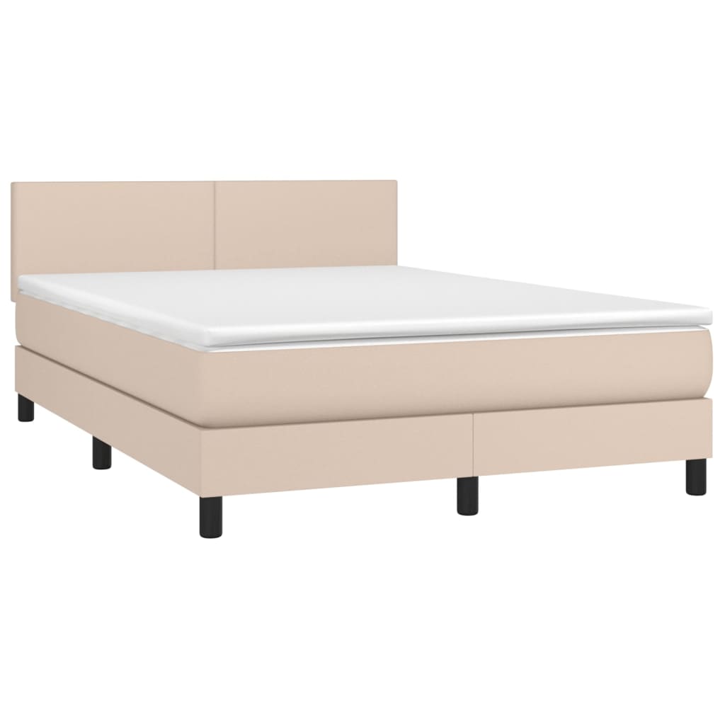 Krevet s oprugama i madrac cappuccino 140x190cm od umjetne kože