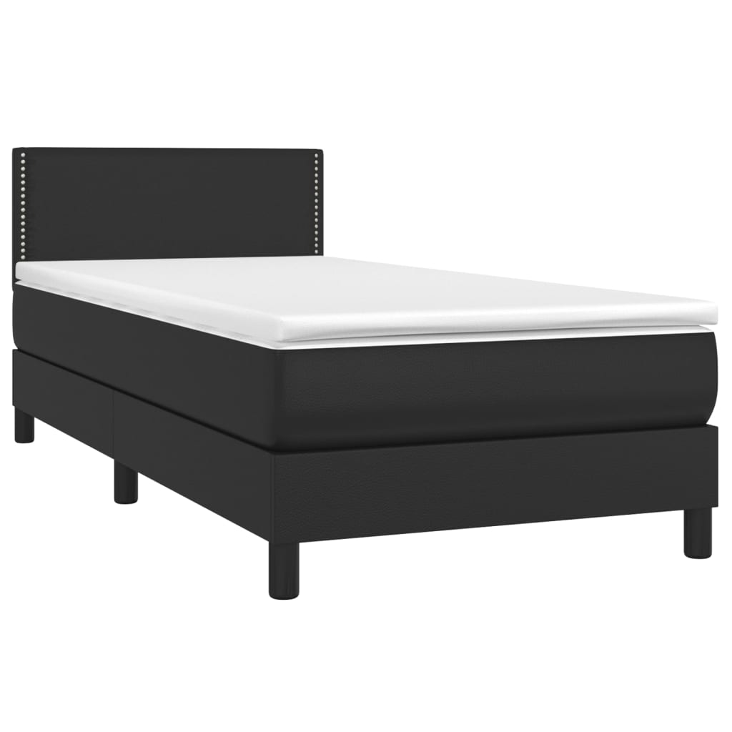 Krevet s oprugama i madracem crni 80 x 200 cm od umjetne kože