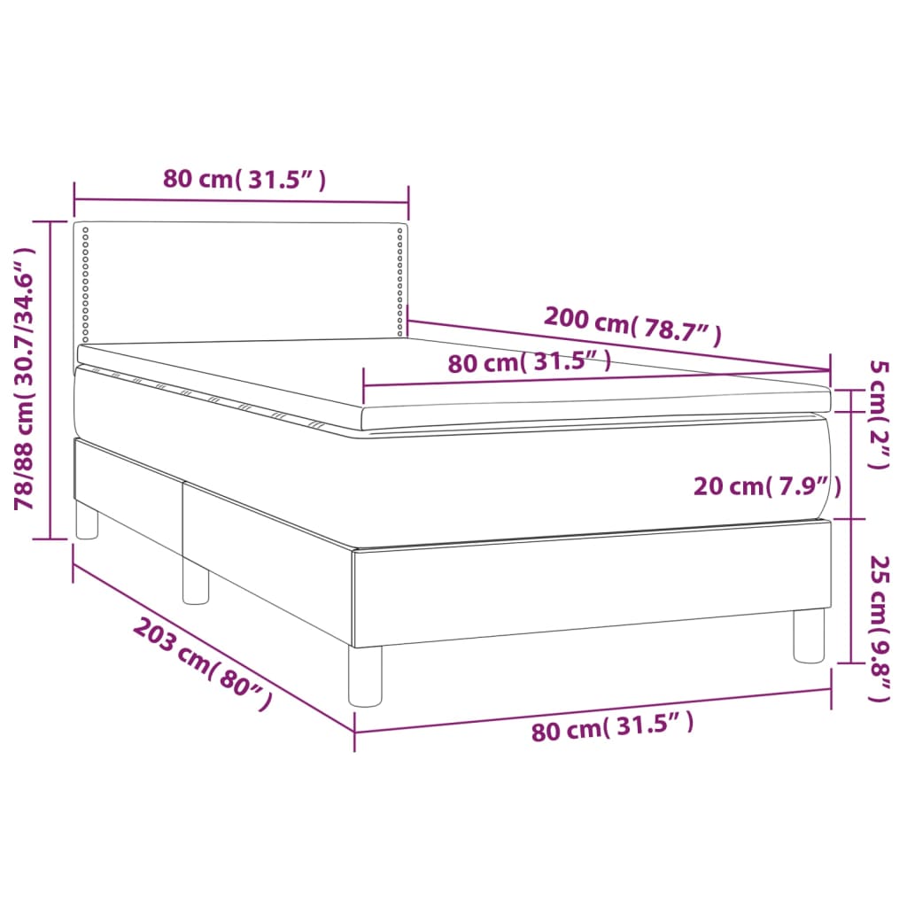 Krevet s oprugama i madracem sivi 80 x 200 cm od umjetne kože