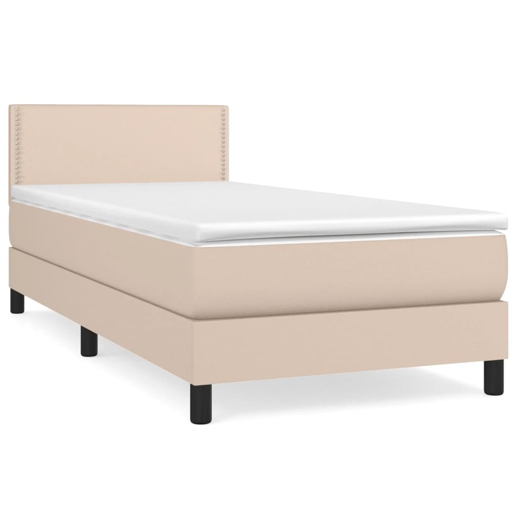 Krevet s oprugama i madrac cappuccino 80x200 cm od umjetne kože