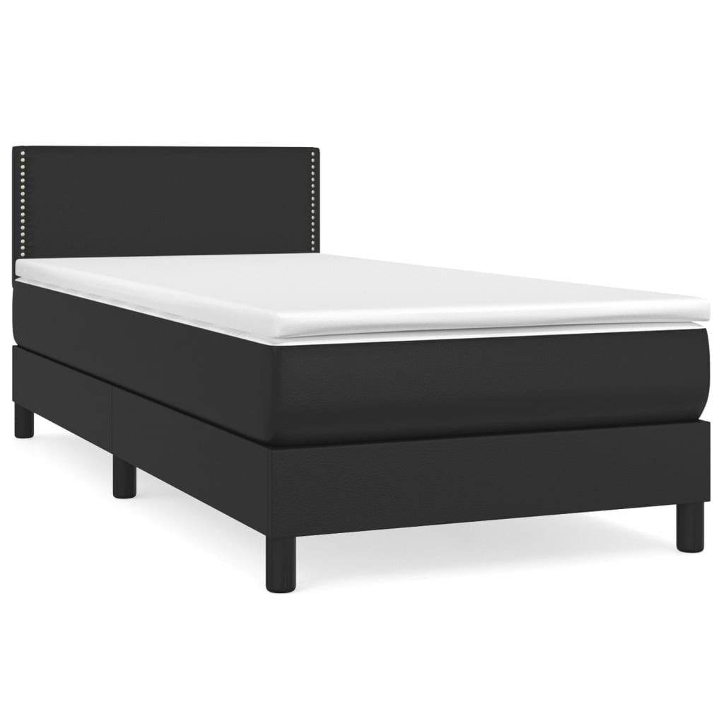Krevet s oprugama i madracem crni 90x190 cm od umjetne kože