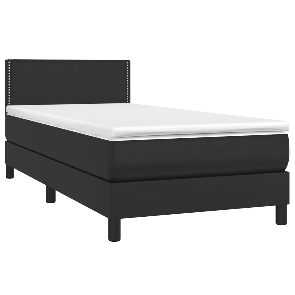 Krevet s oprugama i madracem crni 90 x 200 cm od umjetne kože