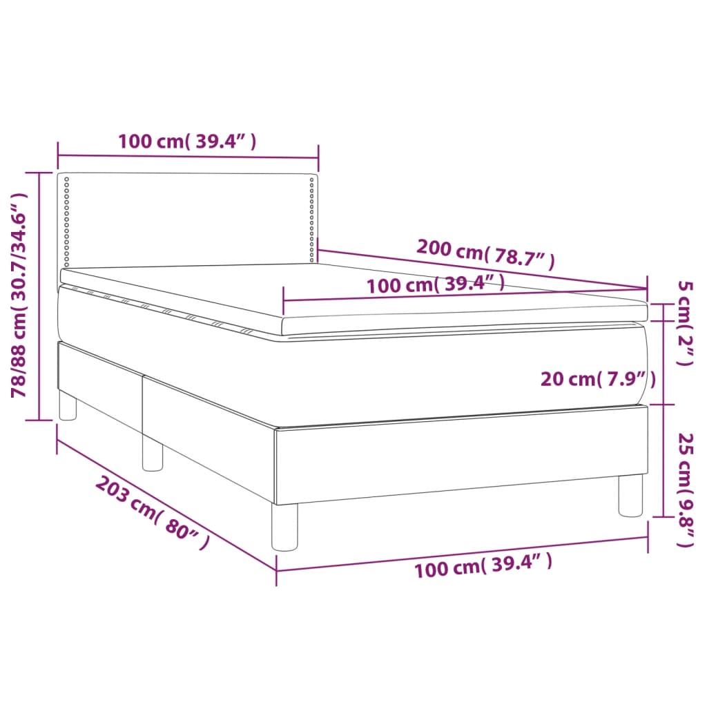 Krevet s oprugama i madracem crni 100x200 cm od umjetne kože