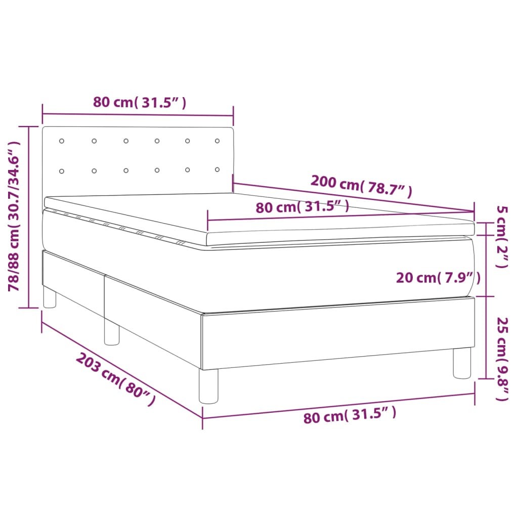 Krevet s oprugama i madracem crni 80 x 200 cm od umjetne kože