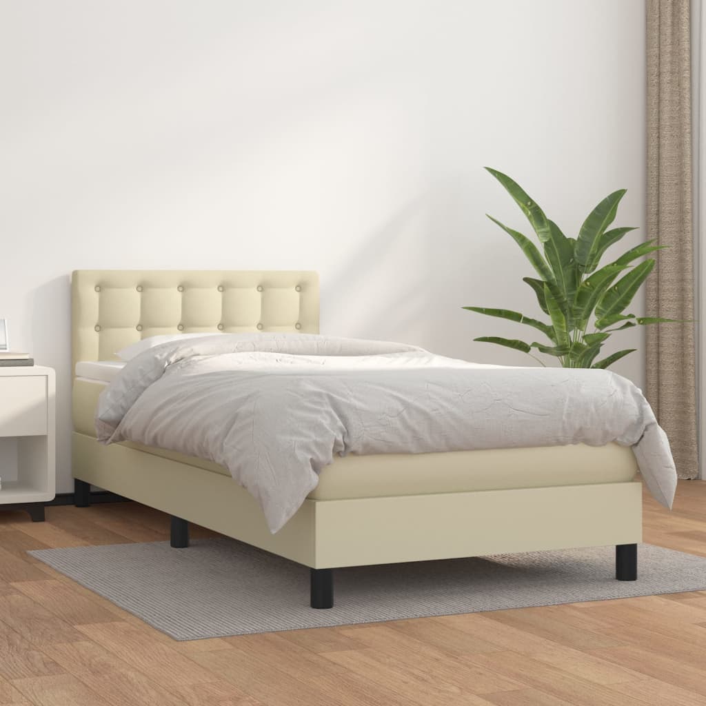 Krevet s oprugama i madracem krem 80 x 200 cm od umjetne kože