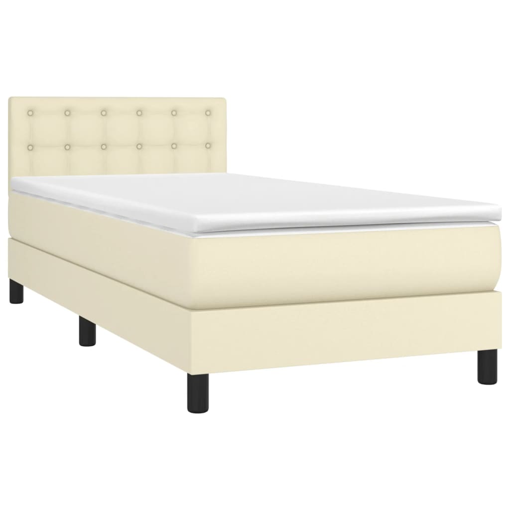 Krevet s oprugama i madracem krem 90 x 190 cm od umjetne kože