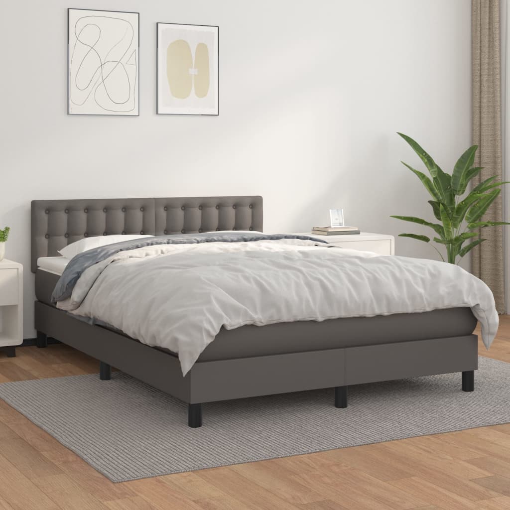 Krevet s oprugama i madracem sivi 140x190 cm od umjetne kože