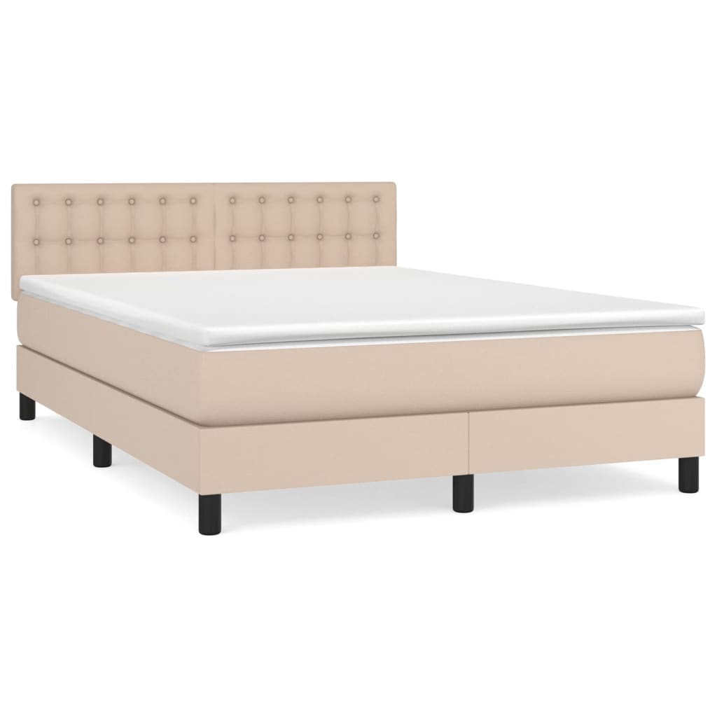 Krevet s oprugama i madrac cappuccino 140x190cm od umjetne kože