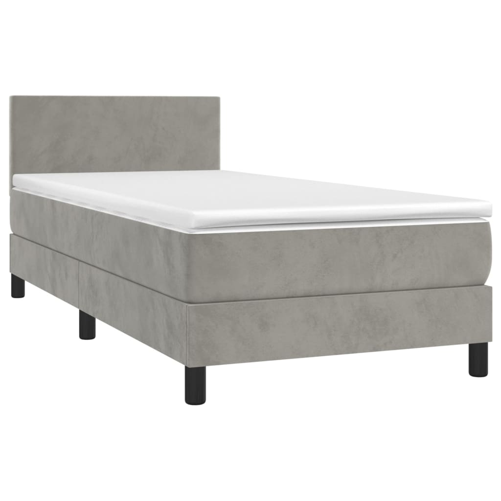 Box spring krevet s madracem svjetlosivi 80 x 200 cm baršunasti