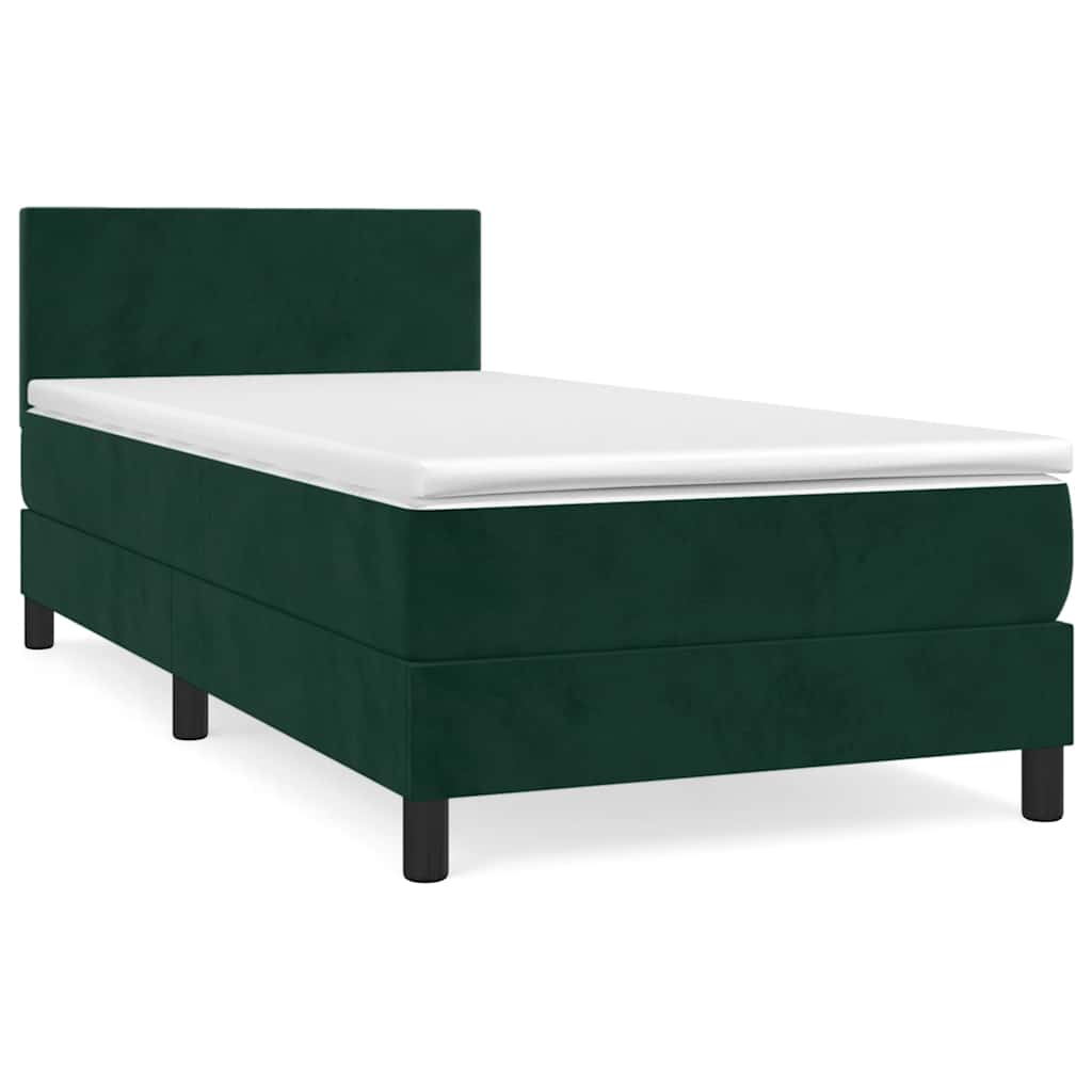 Box spring krevet s madracem tamnozeleni 90x190 cm baršunasti