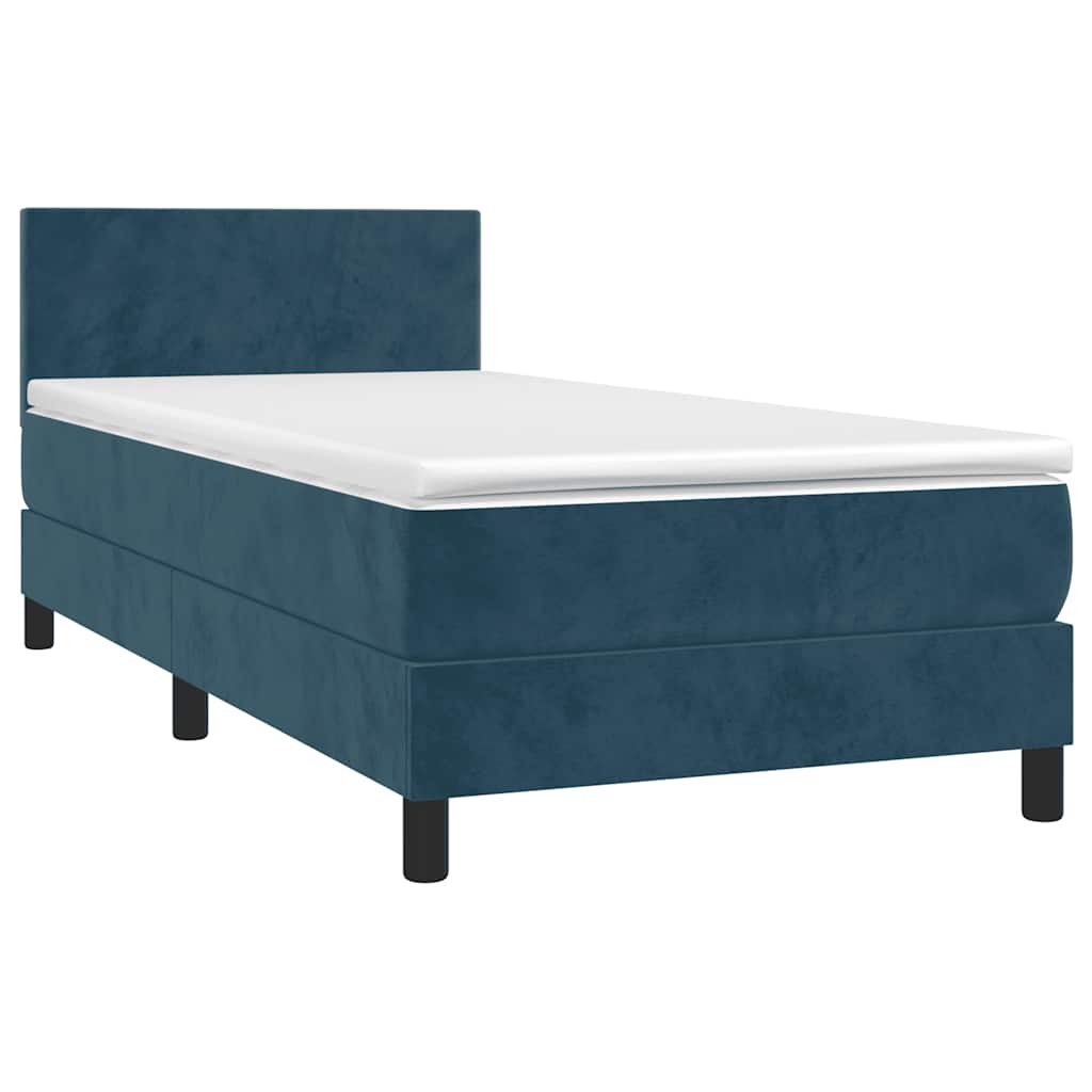 Box spring krevet s madracem tamnoplavi 90x190 cm baršunasti