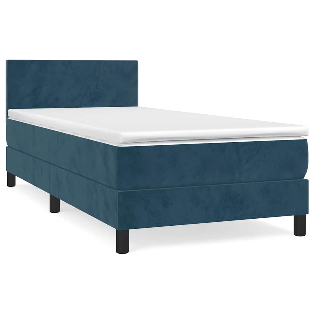 Box spring krevet s madracem tamnoplavi 90x200 cm baršunasti