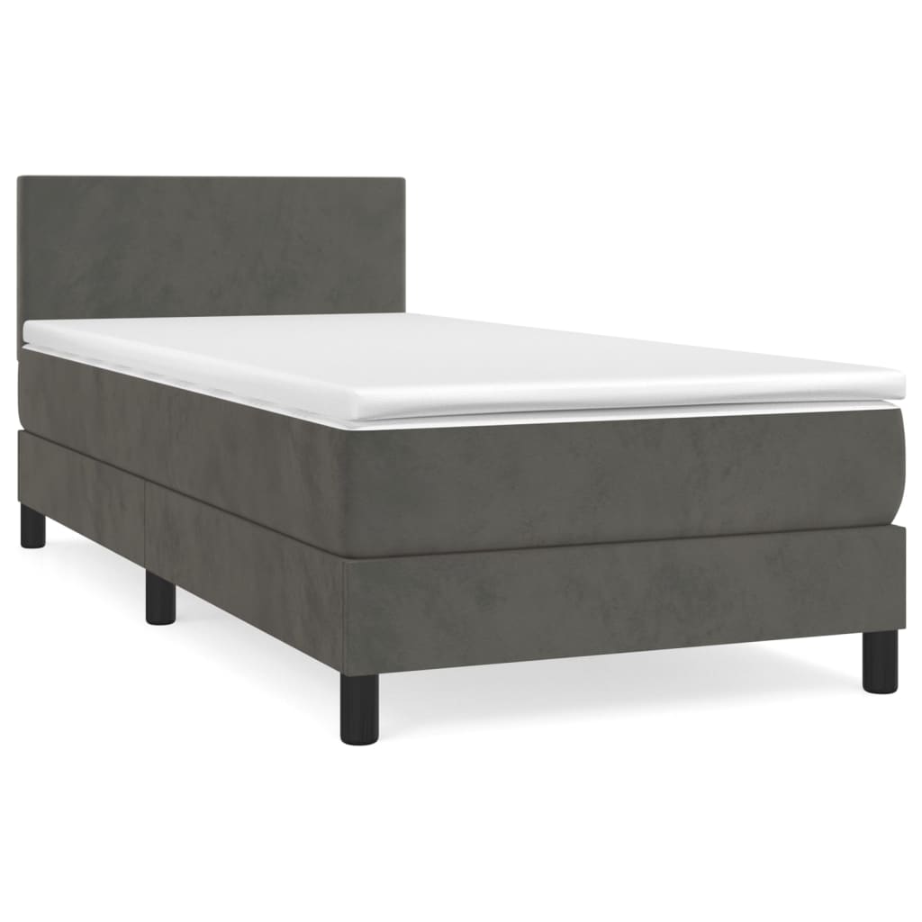 Box spring krevet s madracem tamnosivi 100x200 cm baršunasti