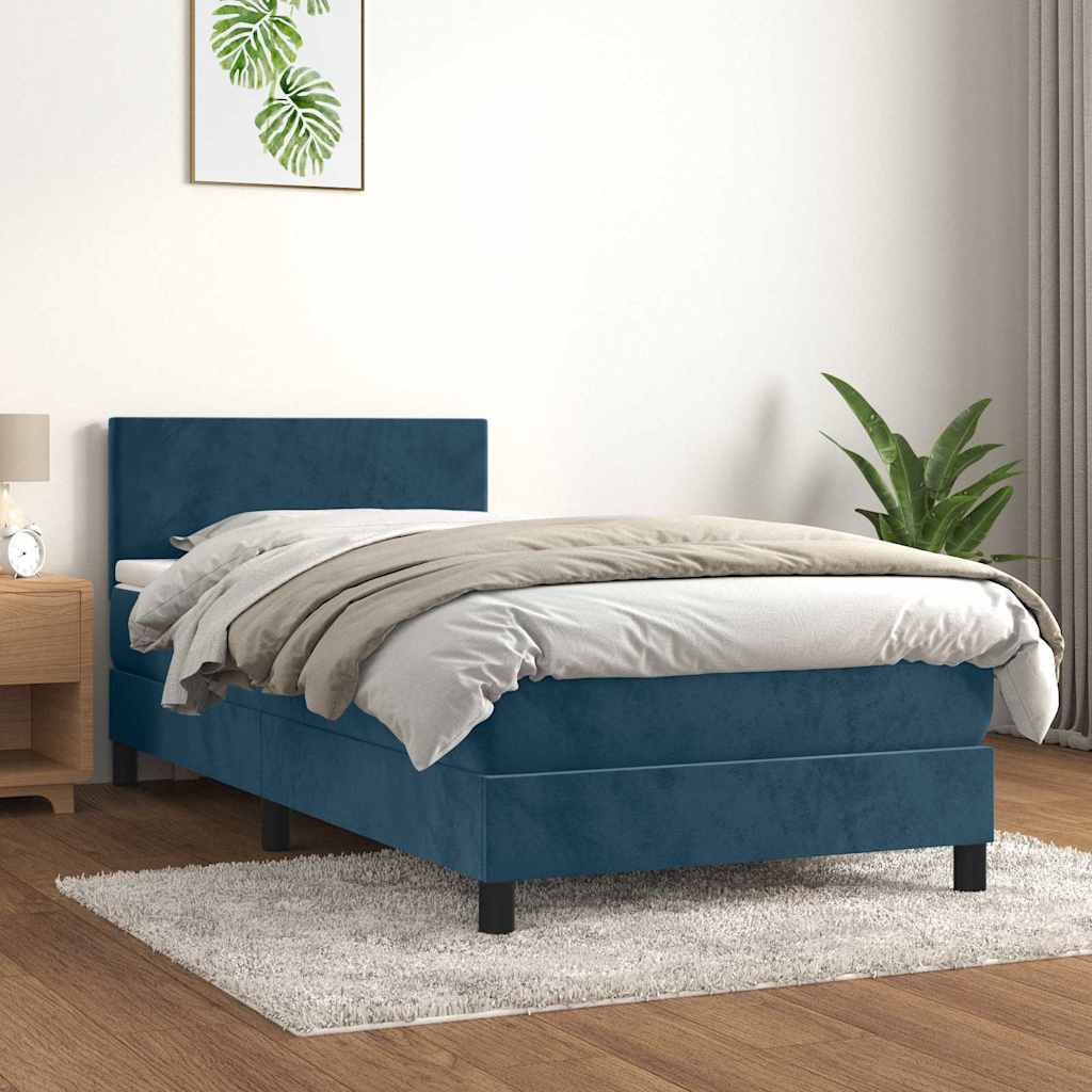 Box spring krevet s madracem tamnoplavi 100x200 cm baršunasti