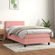 Box spring krevet s madracem ružičasti 100x200 cm baršunasti