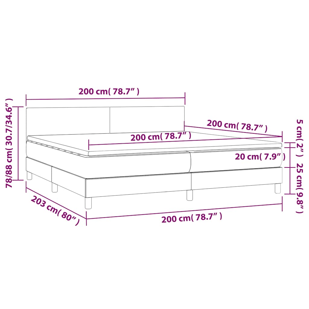 Krevet s oprugama i madracem crni 200x200 cm baršunasti