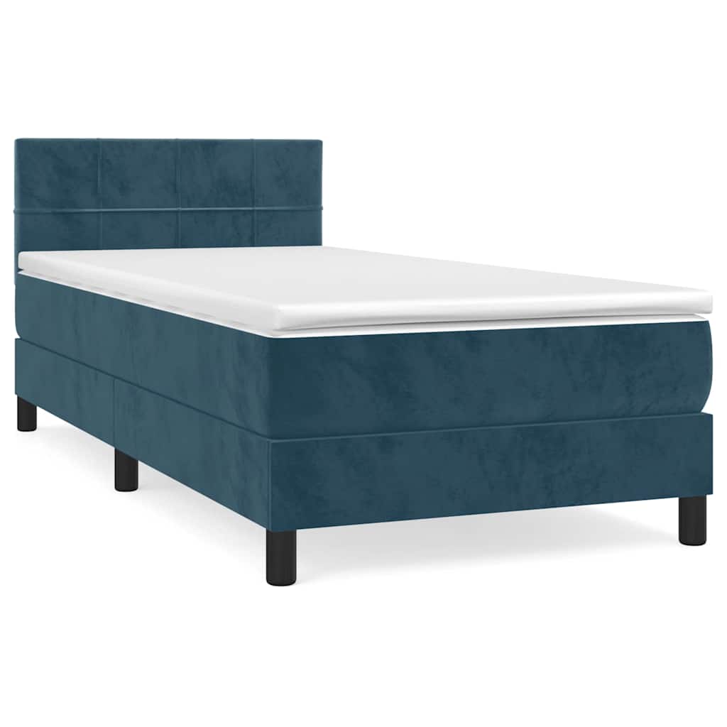 Box spring krevet s madracem tamnoplavi 100x200 cm baršunasti