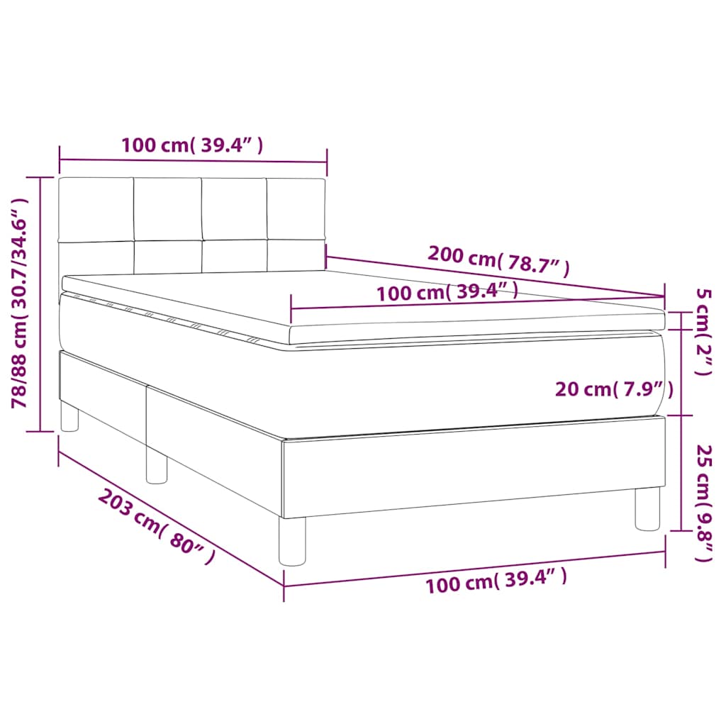 Box spring krevet s madracem tamnoplavi 100x200 cm baršunasti