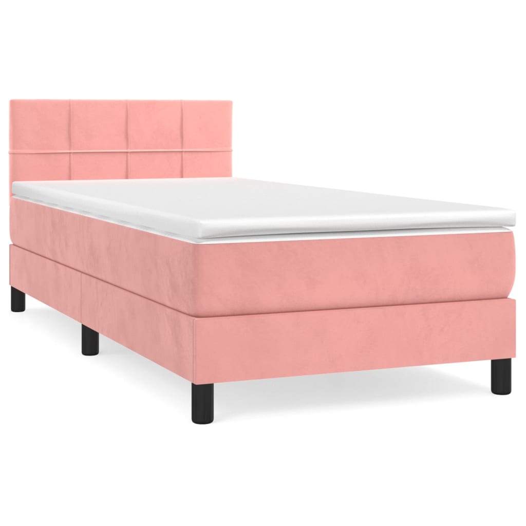 Box spring krevet s madracem ružičasti 100x200 cm baršunasti