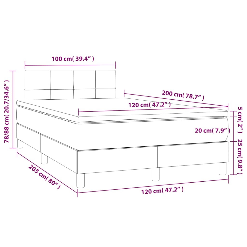 Box spring krevet s madracem tamnoplavi 120 x 200 cm baršunasti