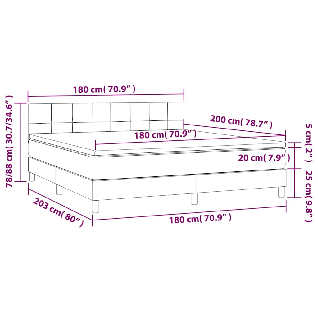Krevet s oprugama i madracem tamnozeleni 180x200 cm baršunasti