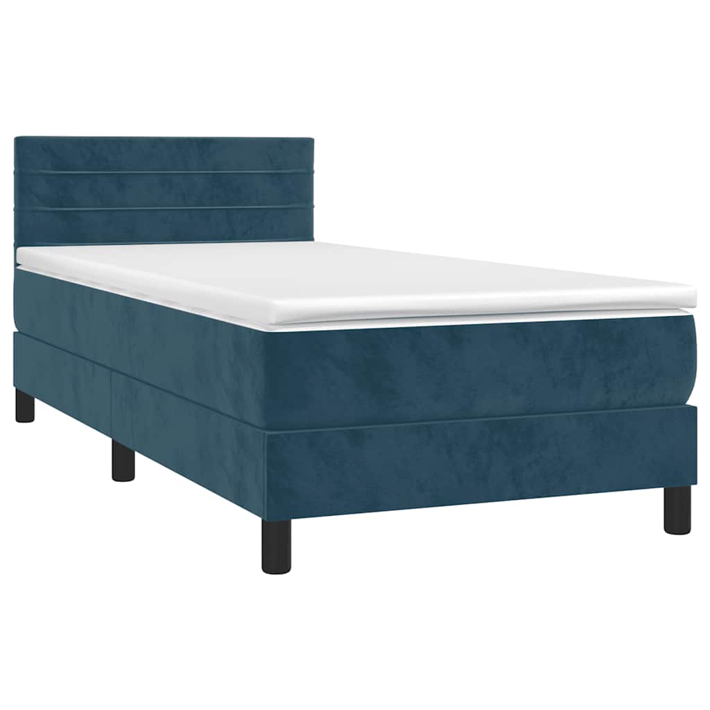 Box spring krevet s madracem tamnoplavi 80 x 200 cm baršunasti