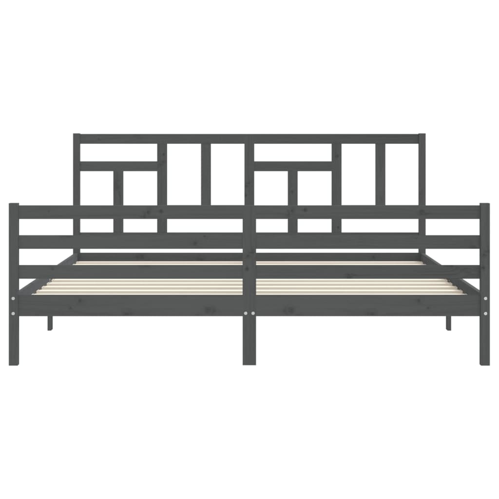 Okvir za krevet s uzglavljem sivi 200 x 200 cm od masivnog drva