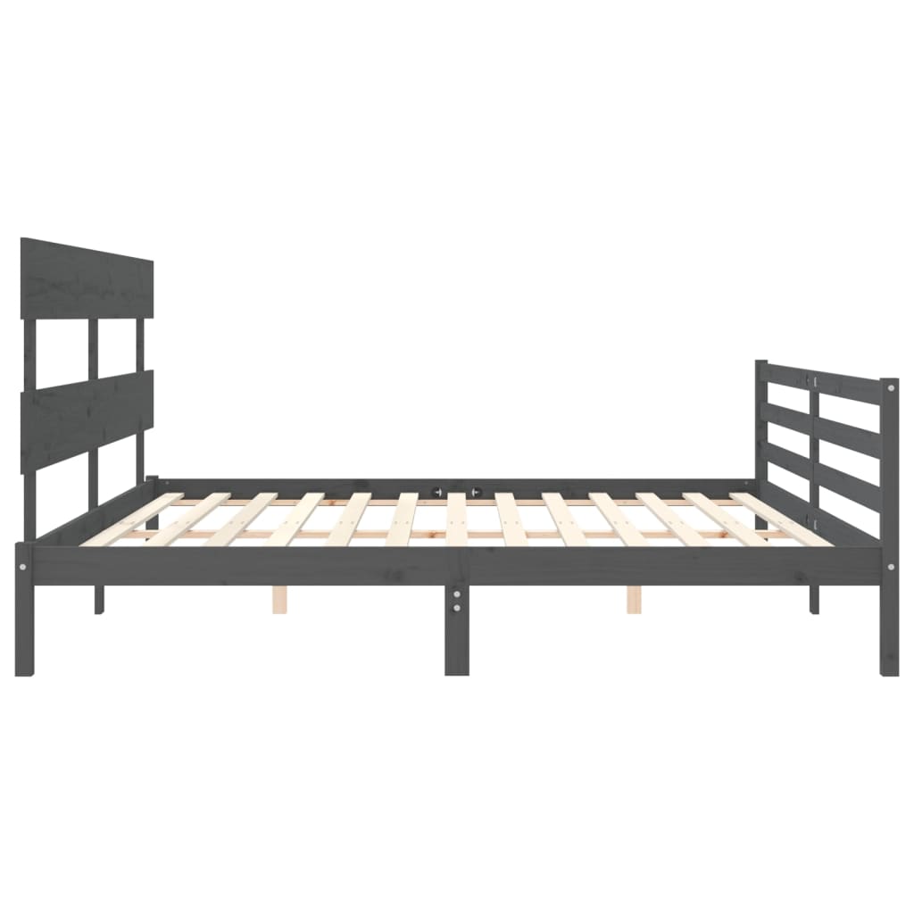 Okvir za krevet s uzglavljem sivi 200 x 200 cm od masivnog drva