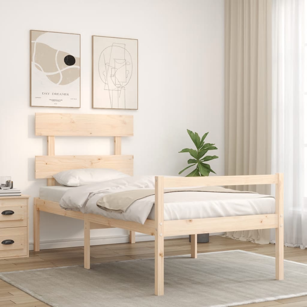 Krevet za starije s uzglavljem 90x200 cm od masivnog drva