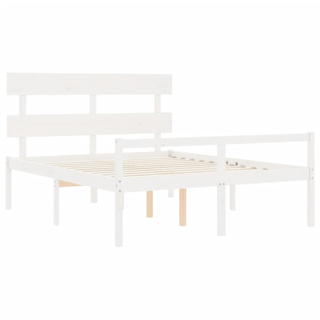 Krevet za starije s uzglavljem bijeli 160x200 cm masivnog drva