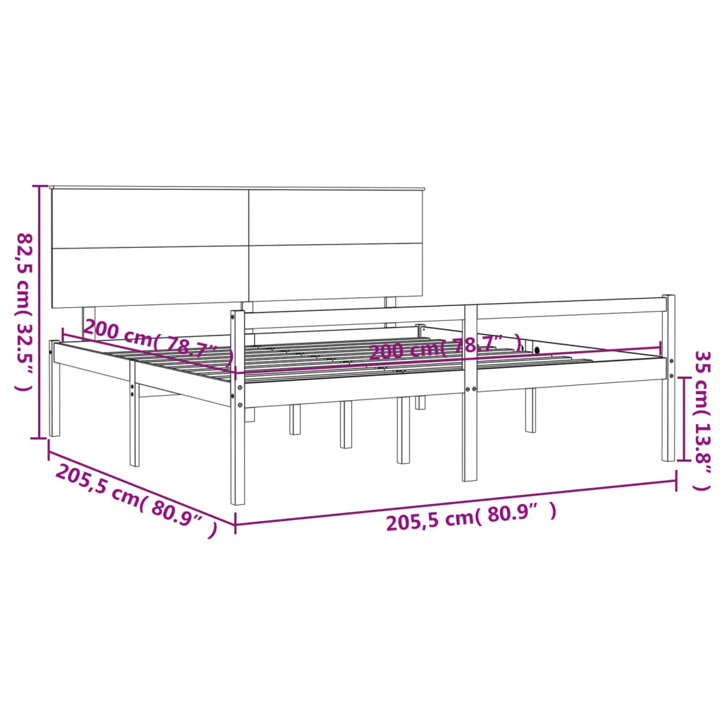 Krevet za starije s uzglavljem 200x200 cm od masivnog drva