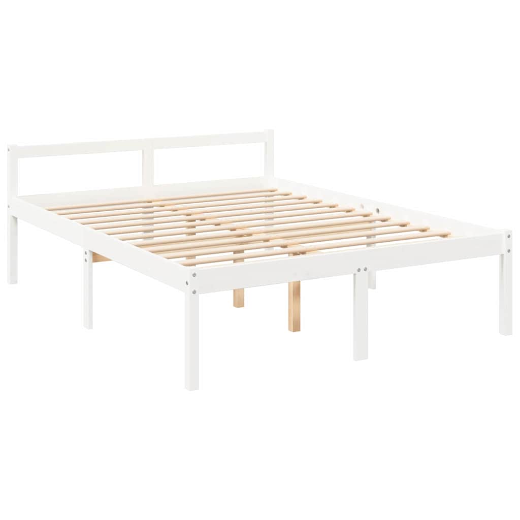 Krevet za starije s uzglavljem bijeli 160x200 cm masivnog drva