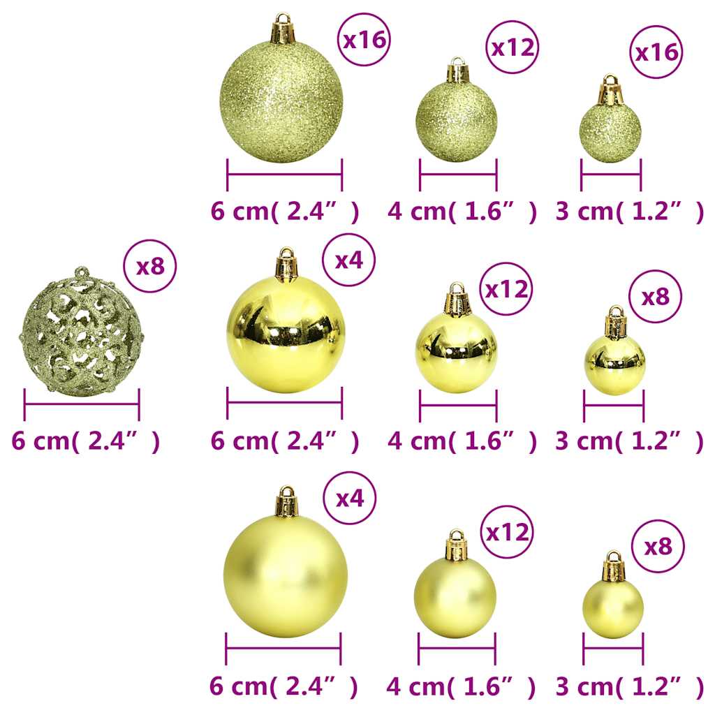 Božićne kuglice 100 kom svjetlozelene 3/4/6 cm