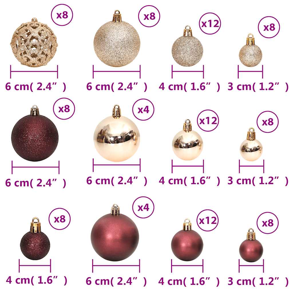 Božićne kuglice 100 kom boja pjenušca i smeđe 3/4/6 cm