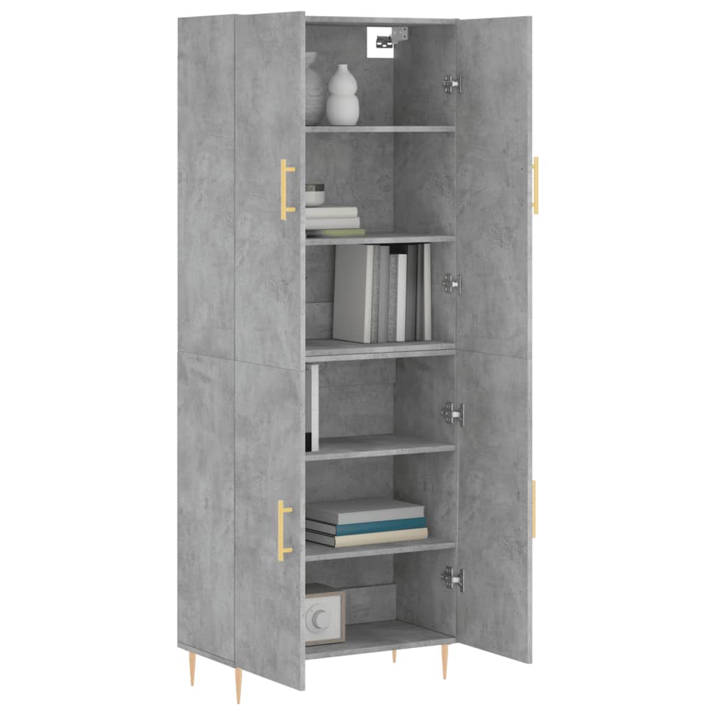 Visoka komoda siva betona 69,5x34x180 cm od konstruiranog drva