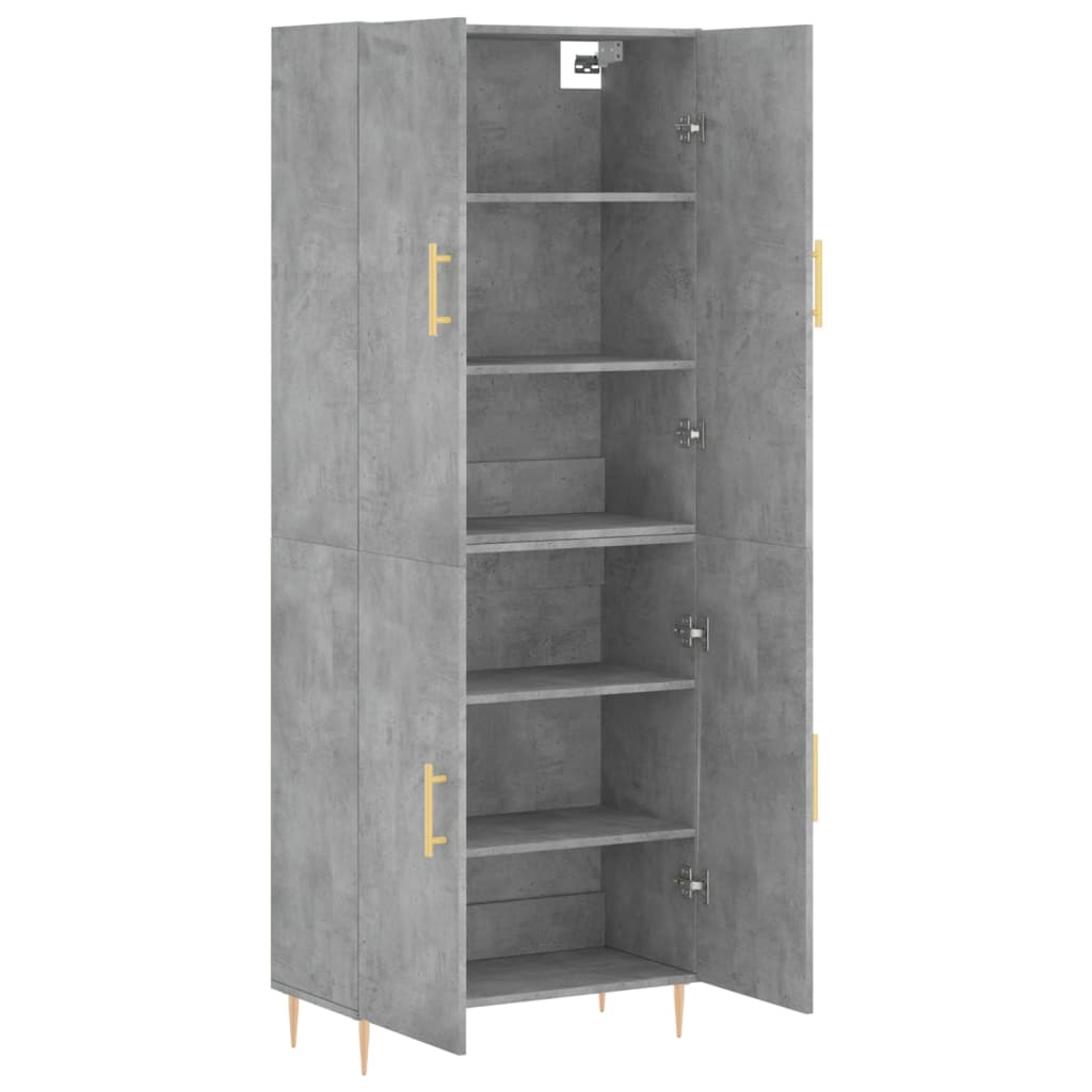 Visoka komoda siva betona 69,5x34x180 cm od konstruiranog drva