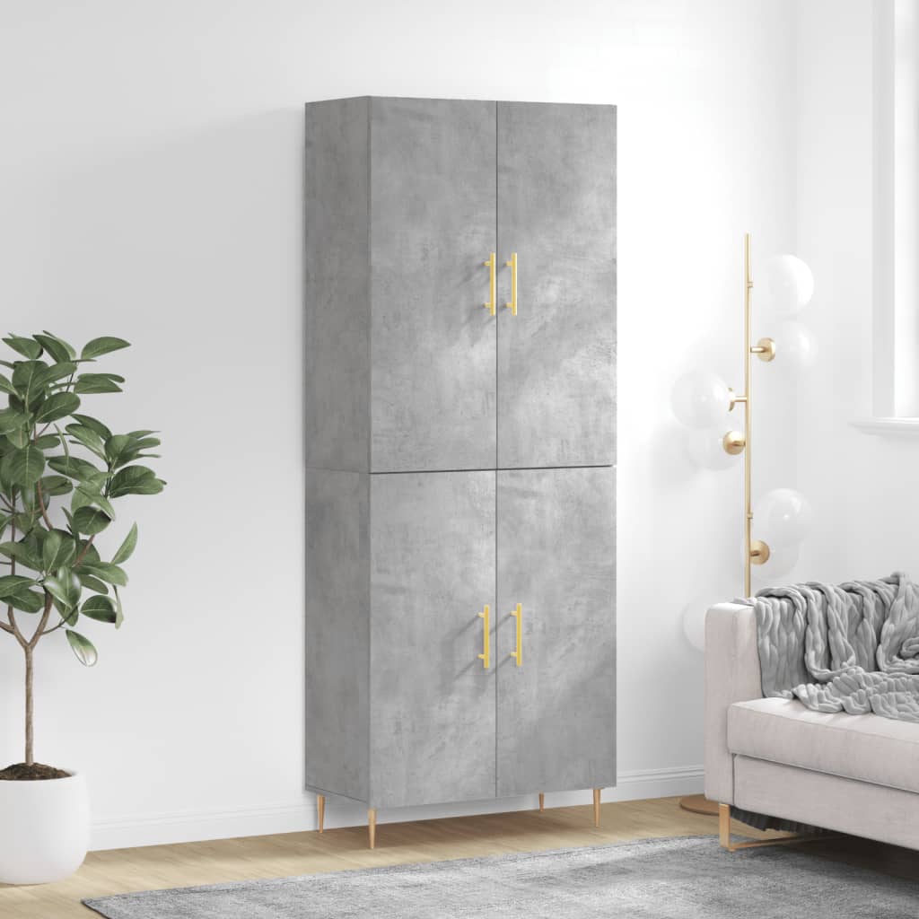 Visoka komoda siva betona 69,5x34x180 cm od konstruiranog drva