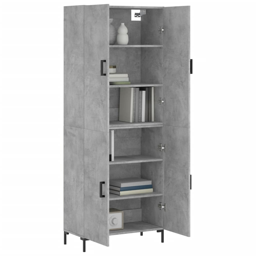 Visoka komoda siva betona 69,5x34x180 cm od konstruiranog drva