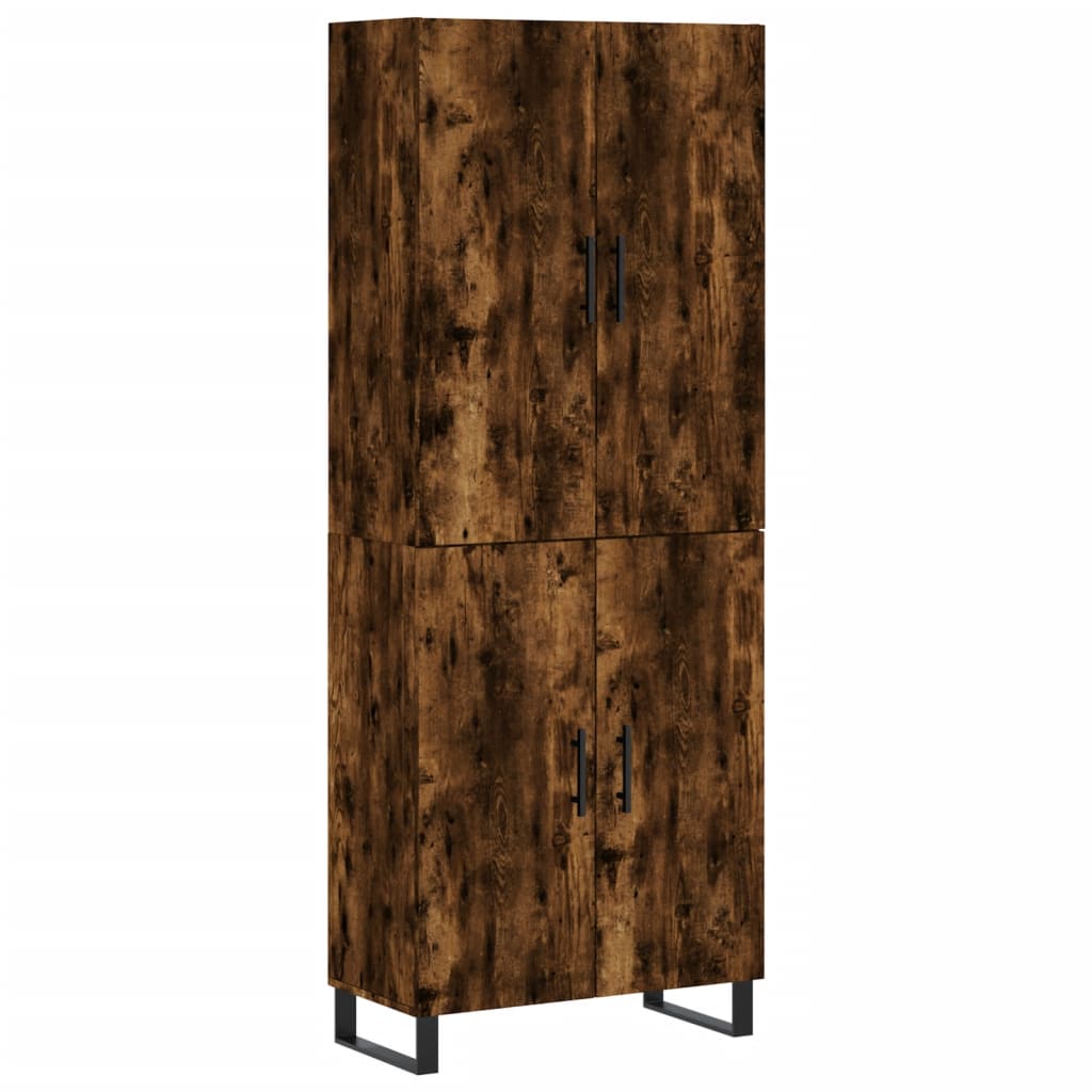 Visoka komoda dimljeni hrast 69,5x34x180 cm konstruiranog drva