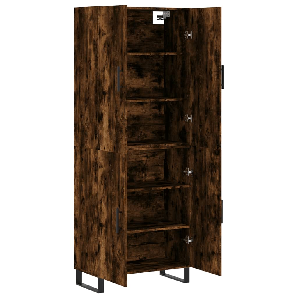 Visoka komoda dimljeni hrast 69,5x34x180 cm konstruiranog drva