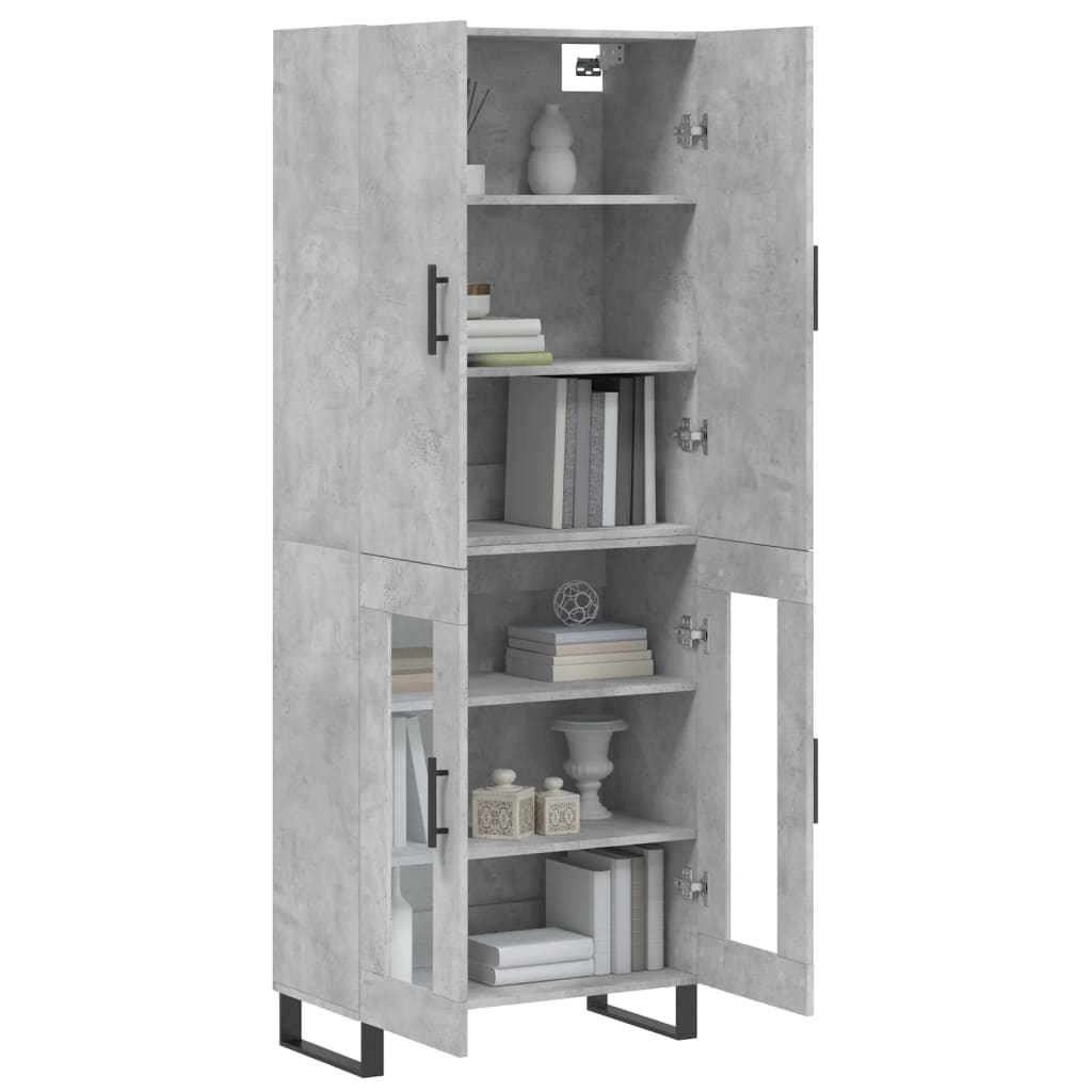 Visoka komoda siva betona 69,5x34x180 cm od konstruiranog drva