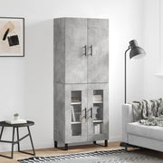 Visoka komoda siva betona 69,5x34x180 cm od konstruiranog drva