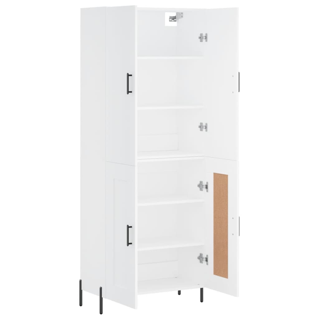 Visoka komoda bijela 69,5x34x180 cm konstruirano drvo