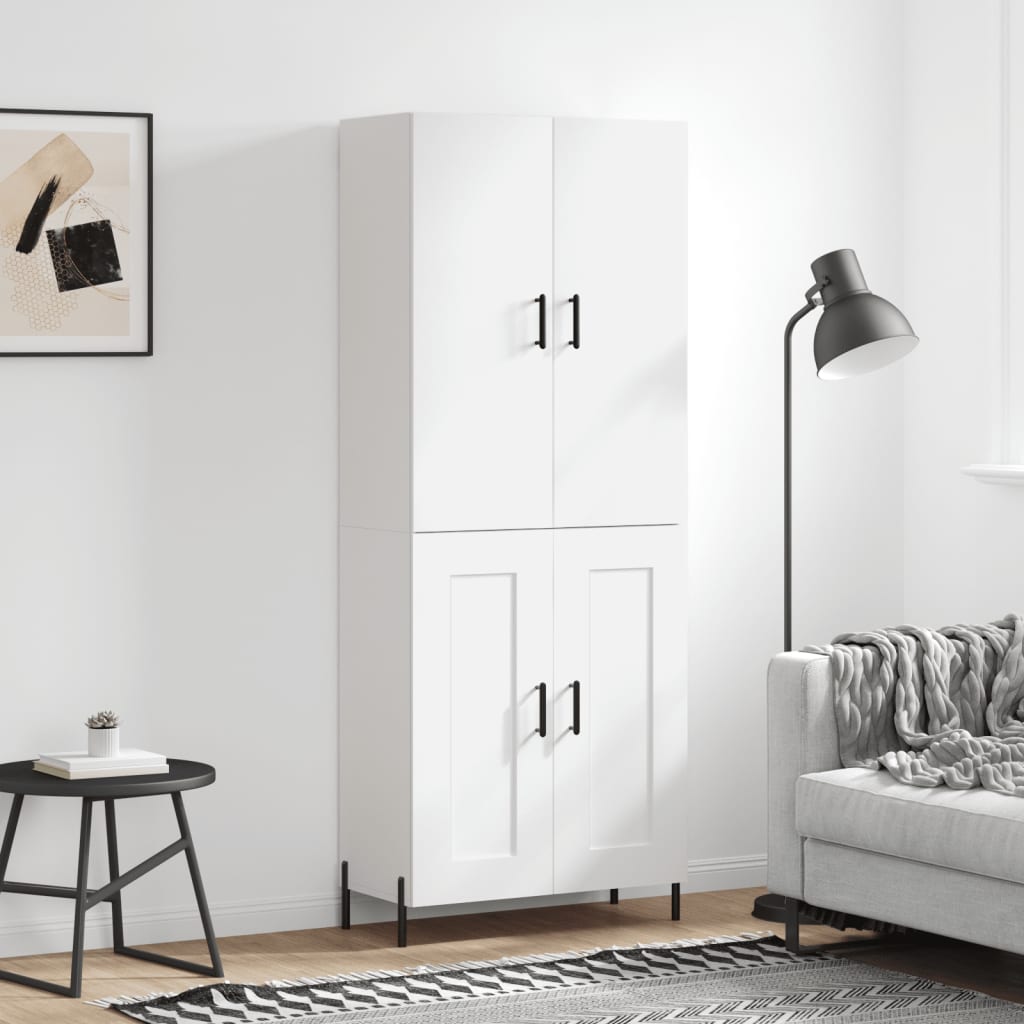 Visoka komoda bijela 69,5x34x180 cm konstruirano drvo