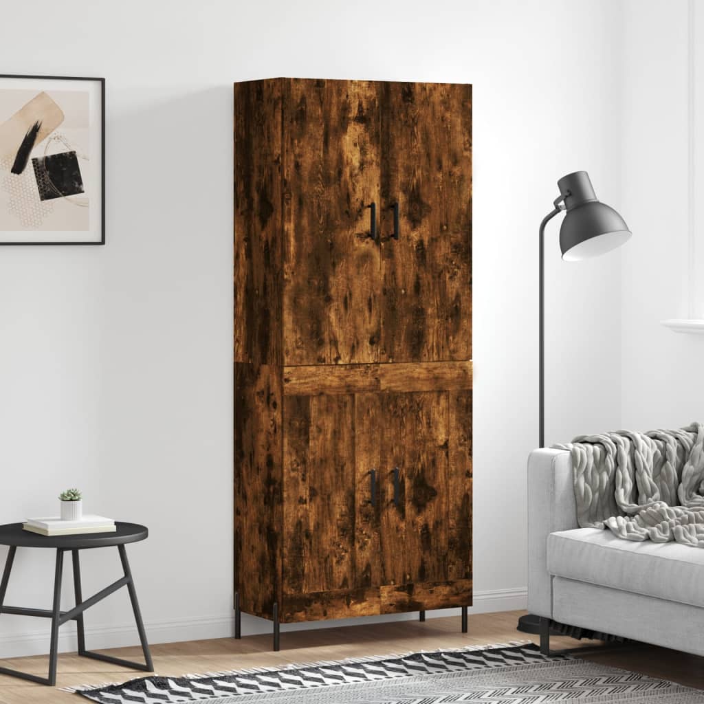 Visoka komoda dimljeni hrast 69,5x34x180 cm konstruiranog drva