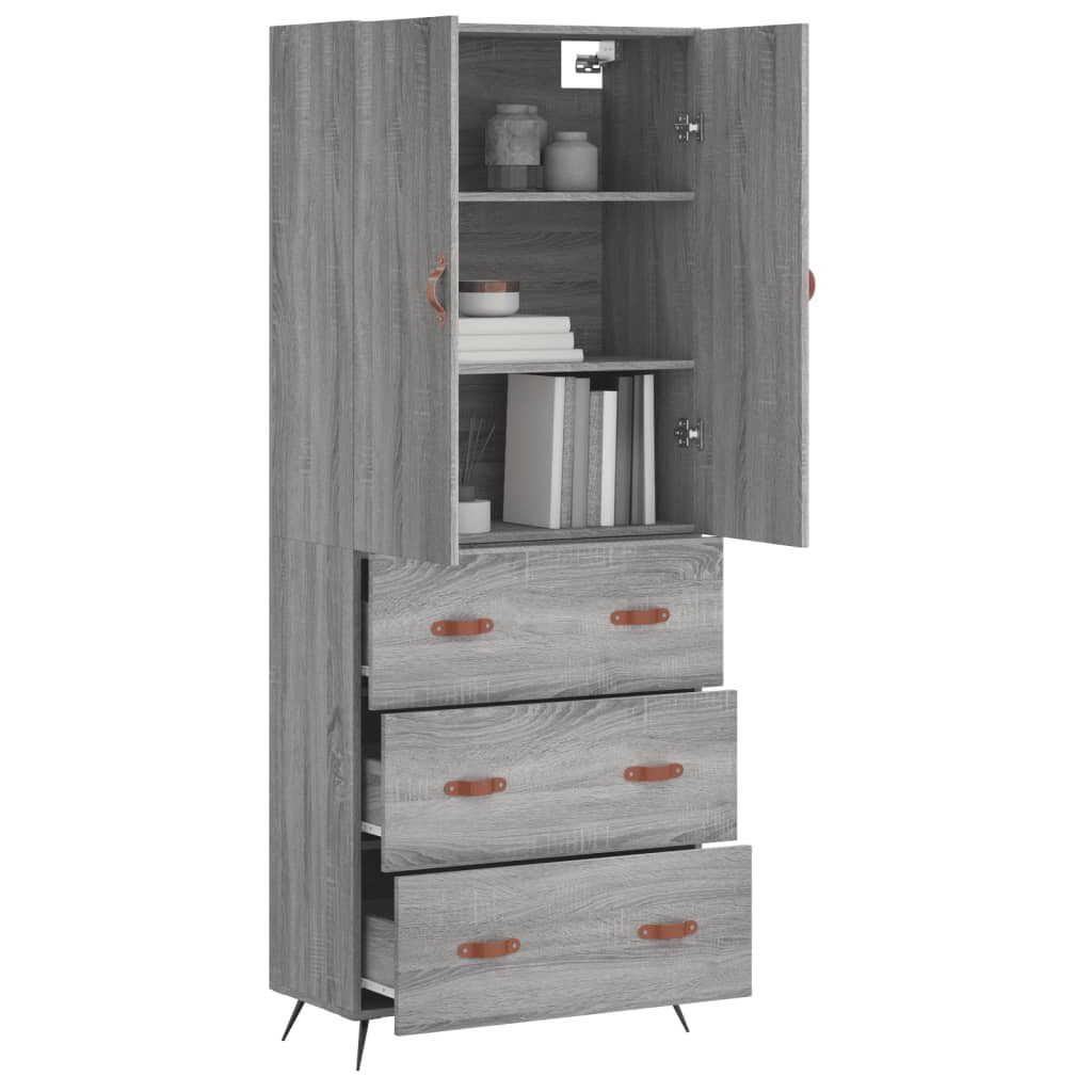 Visoka komoda siva sonome 69,5x34x180 cm od konstruiranog drva
