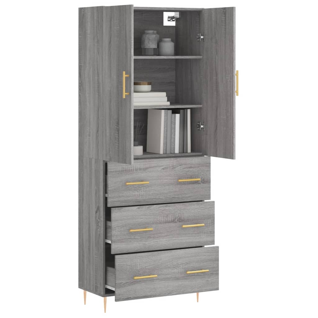 Visoka komoda siva sonome 69,5x34x180 cm od konstruiranog drva
