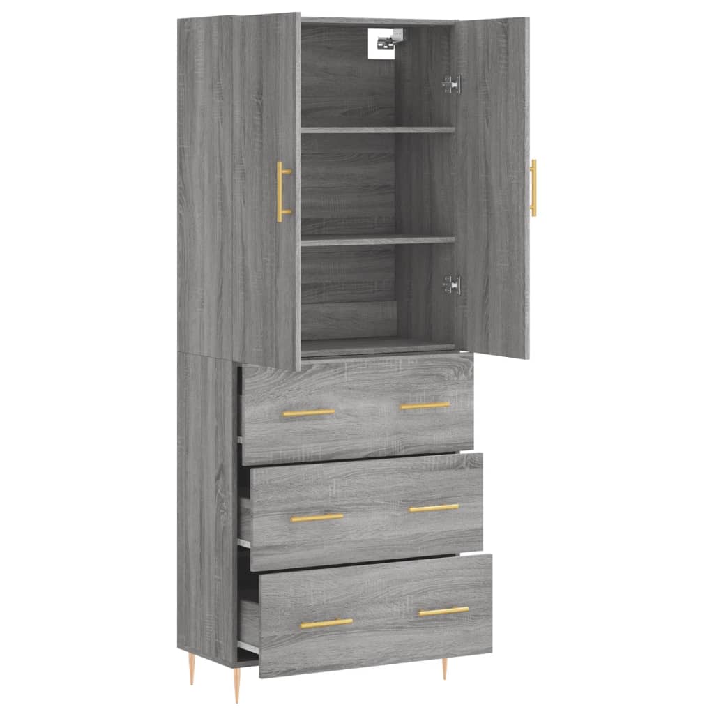 Visoka komoda siva sonome 69,5x34x180 cm od konstruiranog drva
