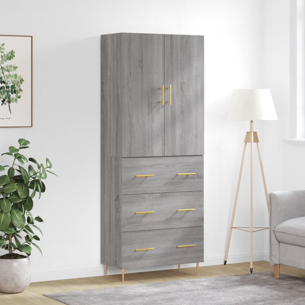 Visoka komoda siva sonome 69,5x34x180 cm od konstruiranog drva