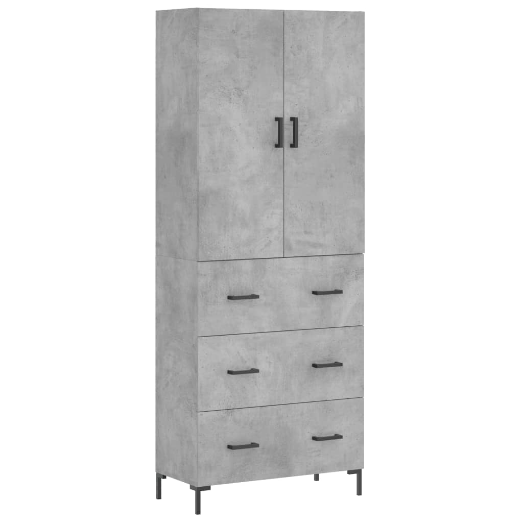 Visoka komoda siva betona 69,5x34x180 cm od konstruiranog drva